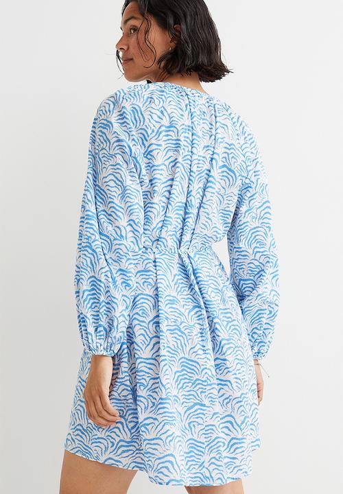 H&M - Balloon-sleeved dress - blue/multi