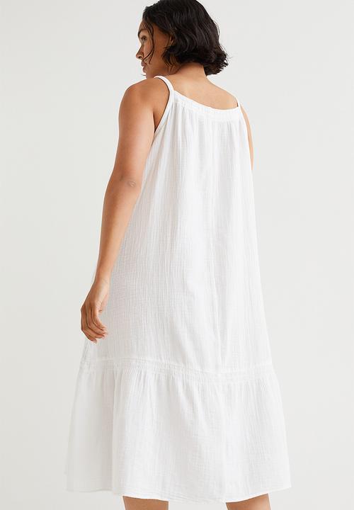 H&M - Double-weave cotton dress - white