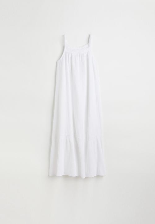 H&M - Double-weave cotton dress - white