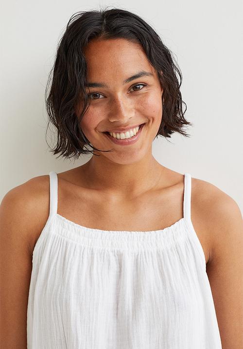 H&M - Double-weave cotton dress - white
