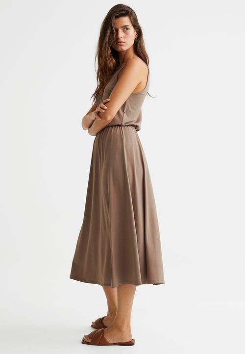H&M - V-neck jersey dress - beige/grey