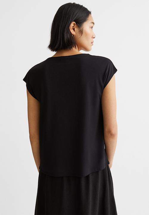H&M - Draped jersey top - black