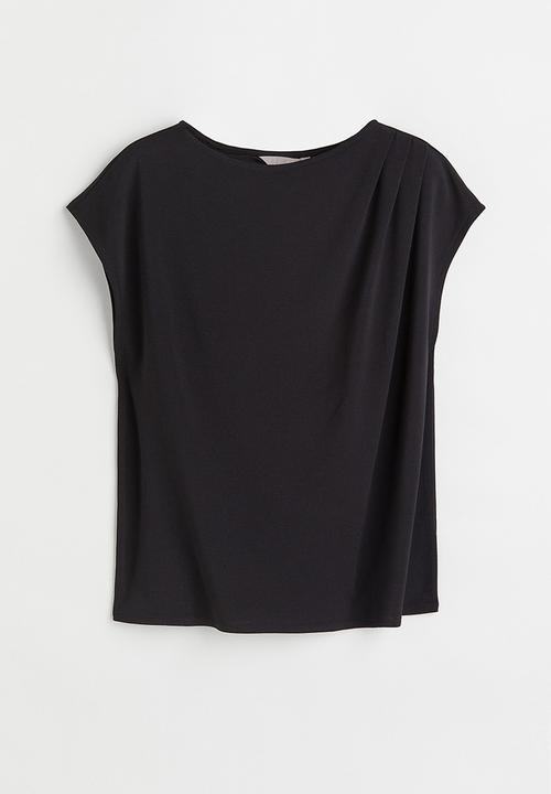 H&M - Draped jersey top - black
