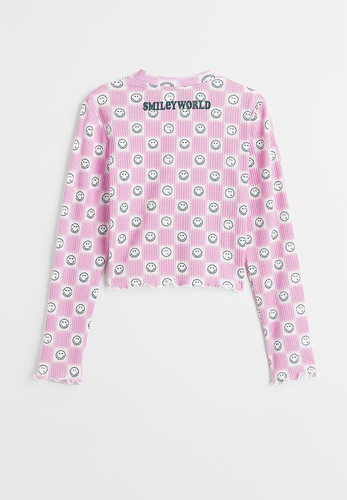 H&M - Printed jersey top - light purple/smileyworld®