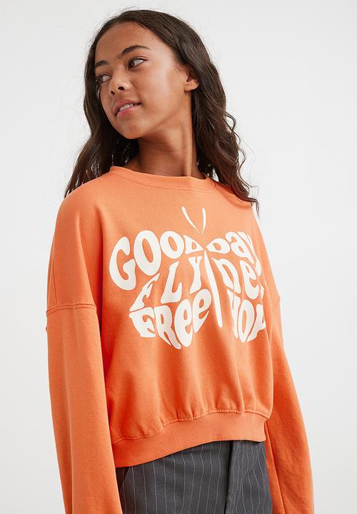 H&M - Oversized sweatshirt - orange/butterfly