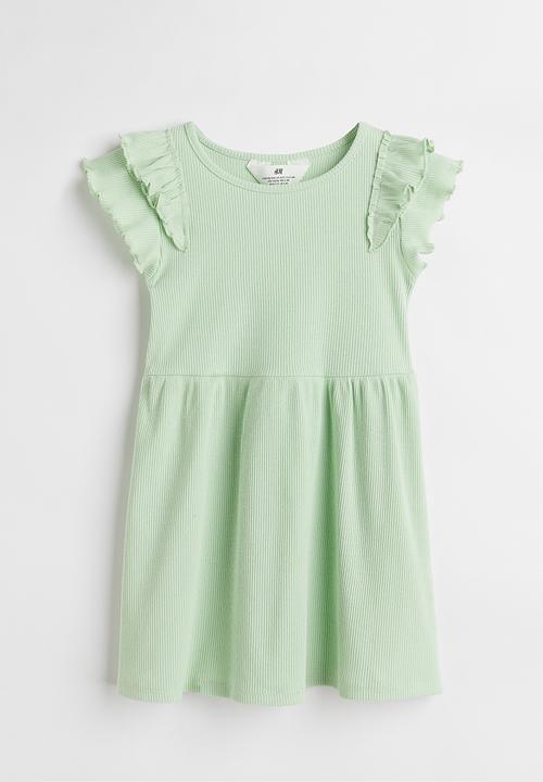 H&M - Flutter-sleeved cotton dress - green