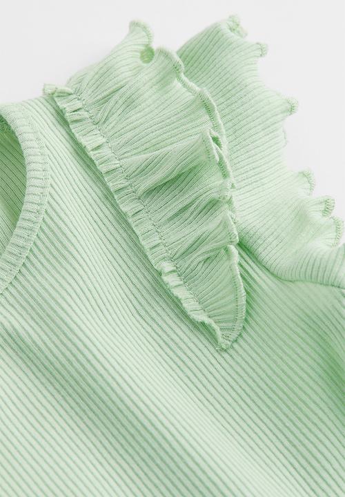 H&M - Flutter-sleeved cotton dress - green
