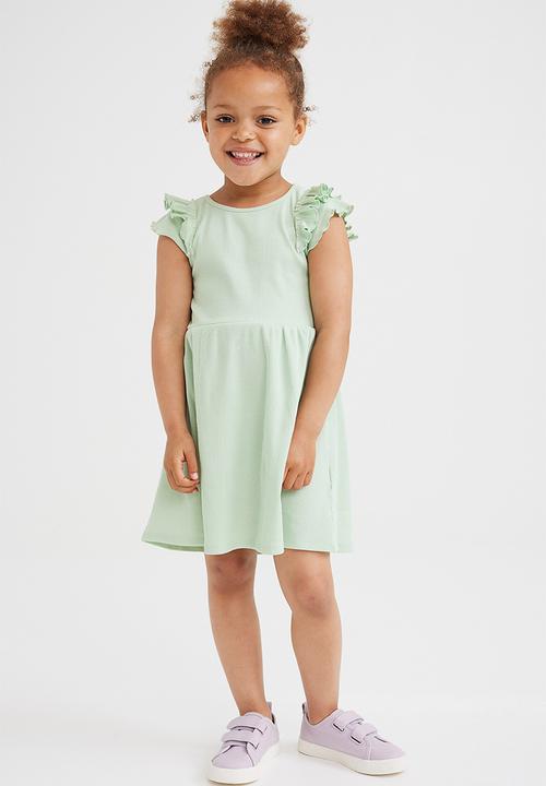 H&M - Flutter-sleeved cotton dress - green
