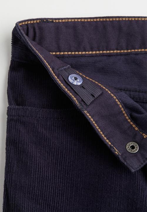 H&M - Slim fit corduroy trousers - navy blue