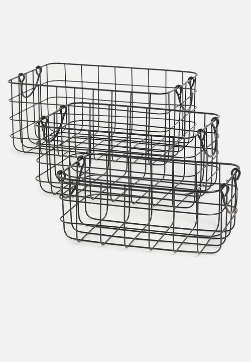 Excellent Houseware - Metal basket set of 3-black