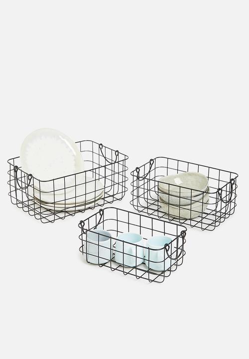 Excellent Houseware - Metal basket set of 3-black