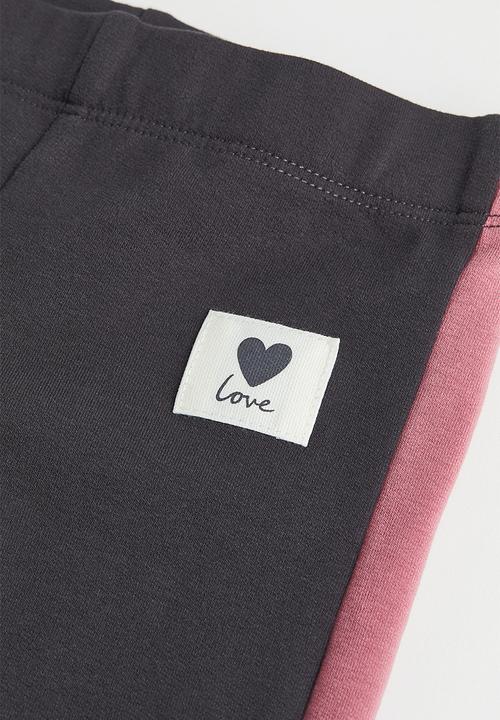 H&M - Leggings with brushed inside - dark grey/love