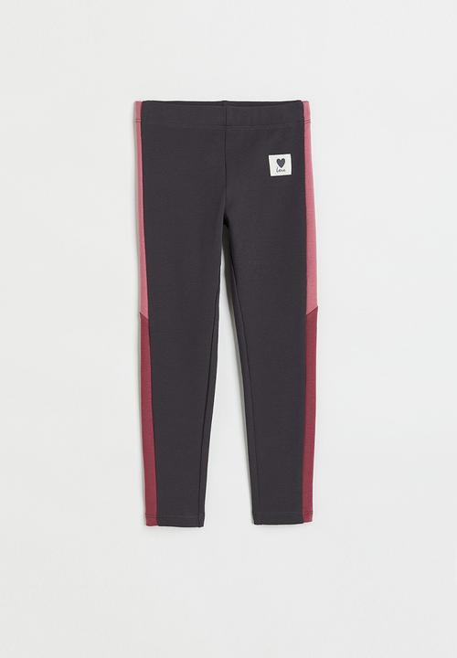 H&M - Leggings with brushed inside - dark grey/love