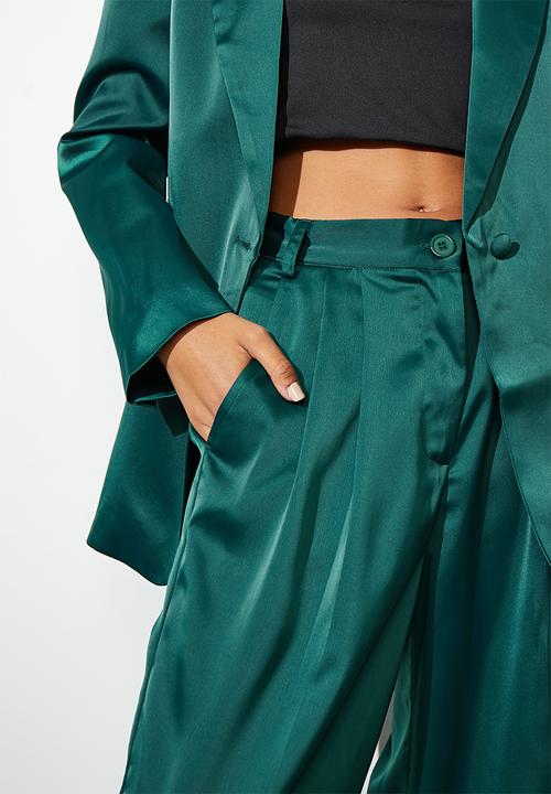 Superbalist - Co-ord satin wide leg - emerald green