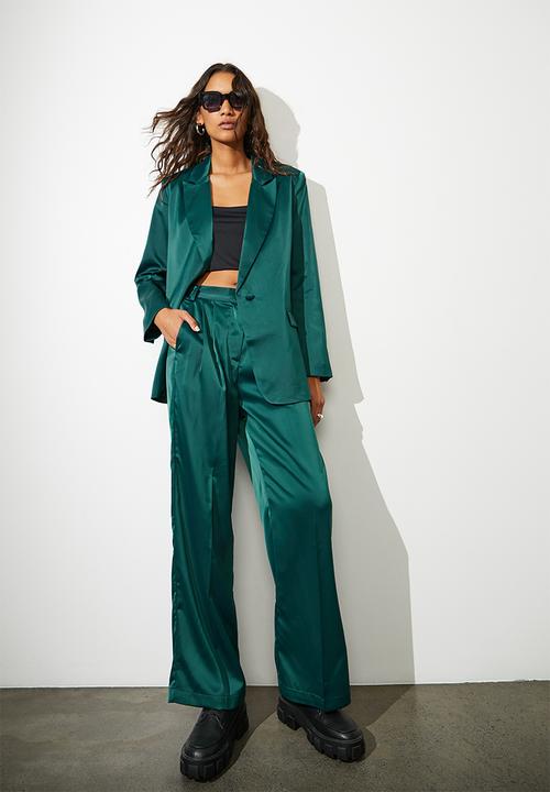 Superbalist - Co-ord satin wide leg - emerald green