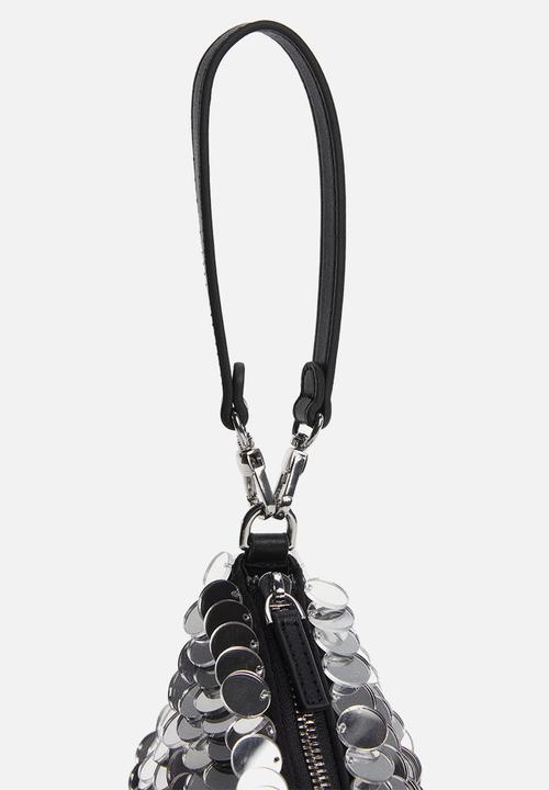 MANGO - Short handle sequins bag - black