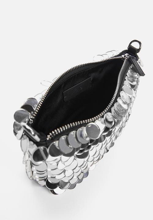 MANGO - Short handle sequins bag - black