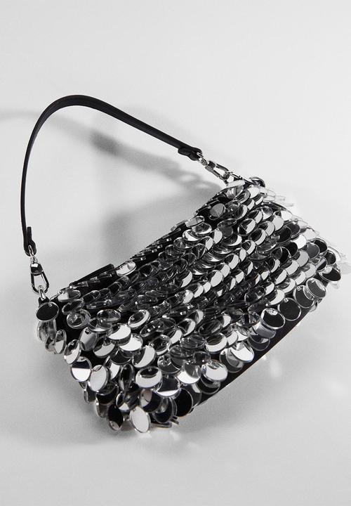 MANGO - Short handle sequins bag - black