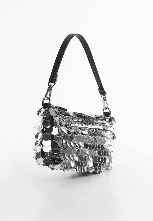 MANGO - Short handle sequins bag - black