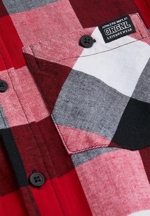 H&M - Cotton flannel shirt - red/checked