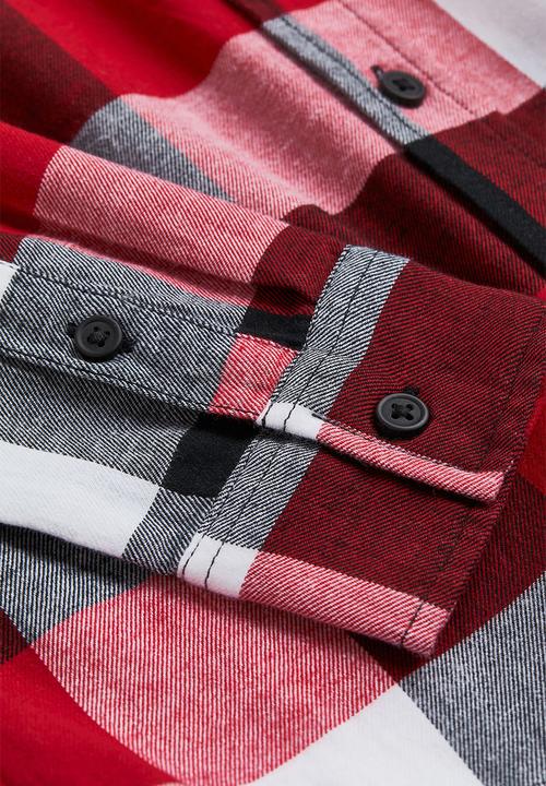 H&M - Cotton flannel shirt - red/checked