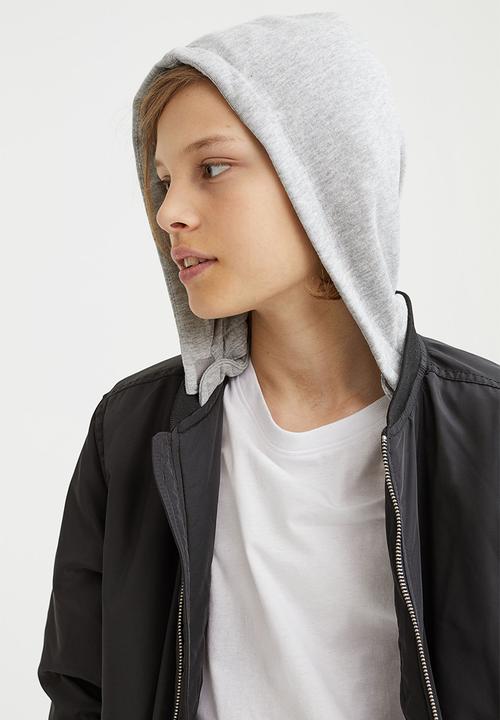 H&M - Hooded bomber jacket - black