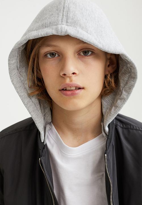 H&M - Hooded bomber jacket - black