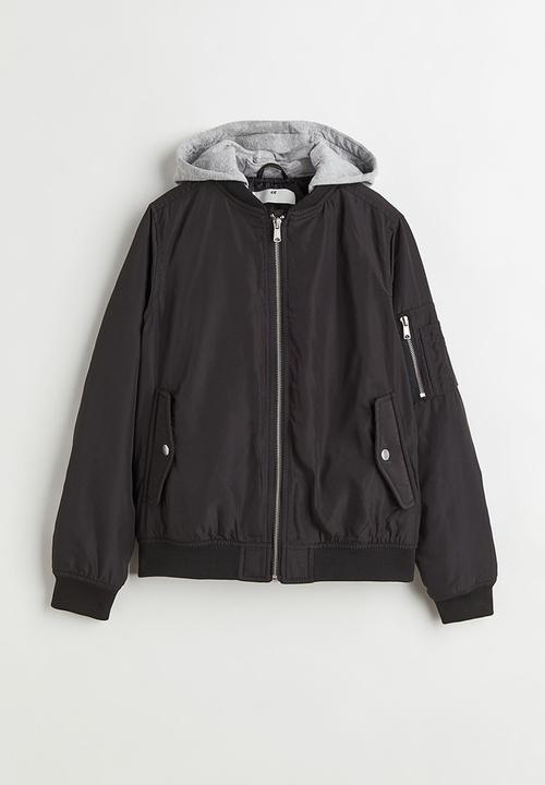 H&M - Hooded bomber jacket - black