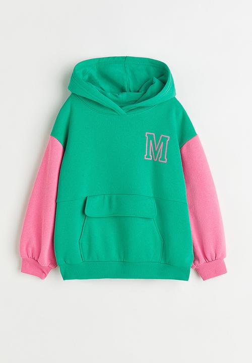 H&M - Printed hoodie - green/block-coloured