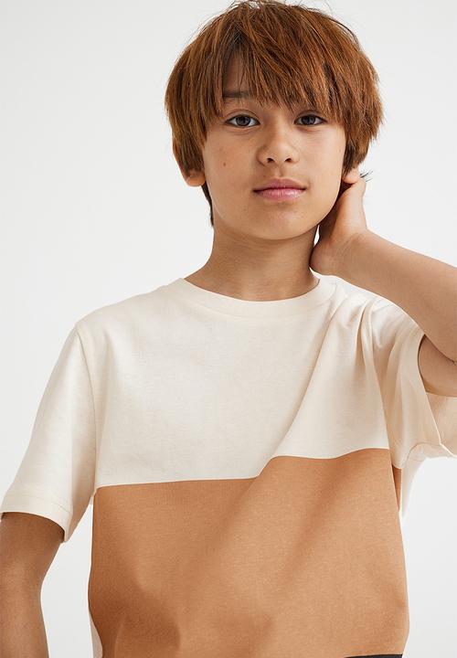H&M - T-shirt - natural white/block-coloured