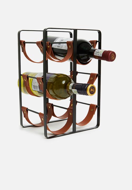 Excellent Houseware - Strap wine rack - black