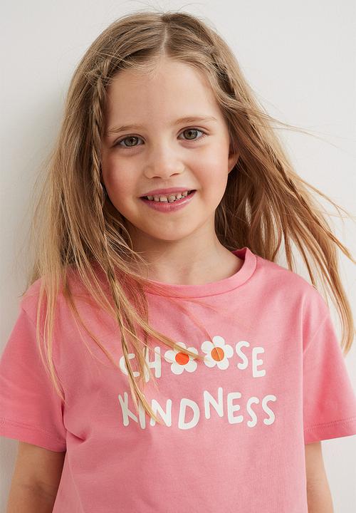 H&M - Printed T-shirt - old rose/choose kindness