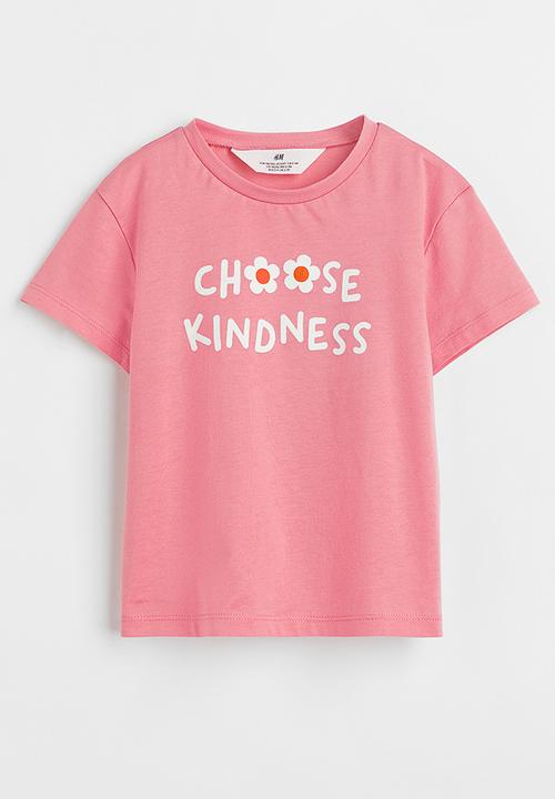 H&M - Printed T-shirt - old rose/choose kindness