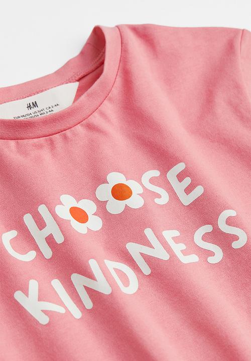 H&M - Printed T-shirt - old rose/choose kindness