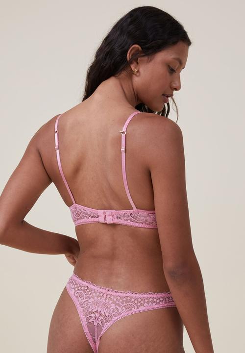 Cotton On - Cassie lace wirefree bra - sea pink