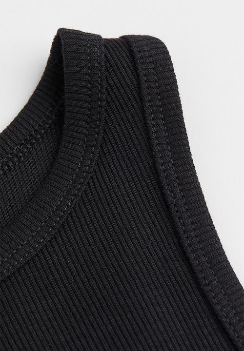 H&M - Ribbed cotton vest top - black