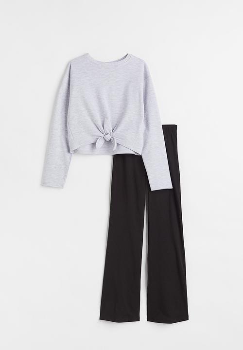 H&M - 2 Piece cotton set - light grey marl & black