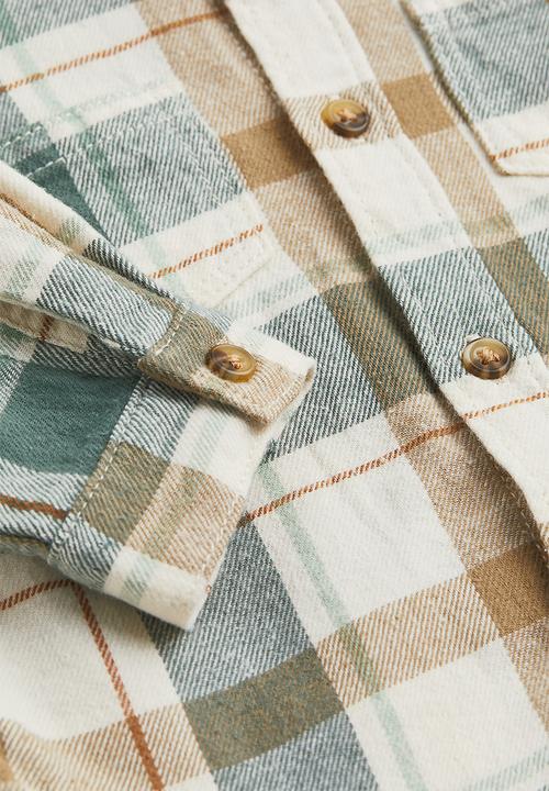 H&M - Cotton flannel shirt - white/checked
