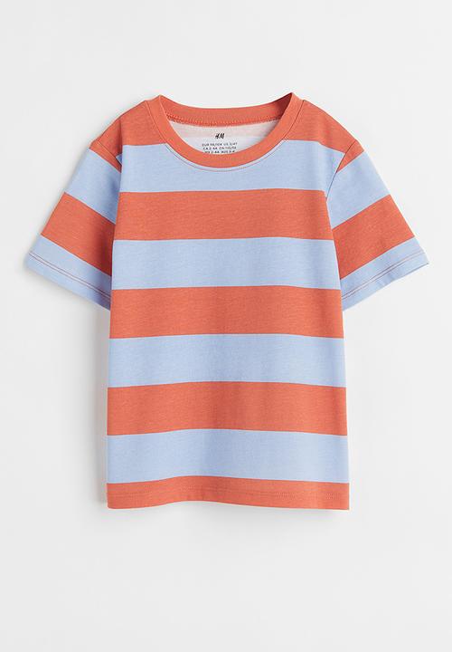 H&M - Cotton T-shirt - light blue & orange striped