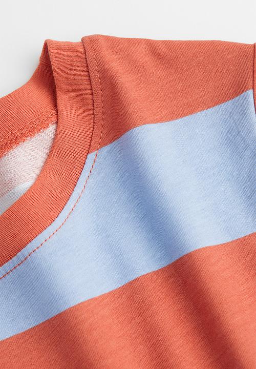H&M - Cotton T-shirt - light blue & orange striped