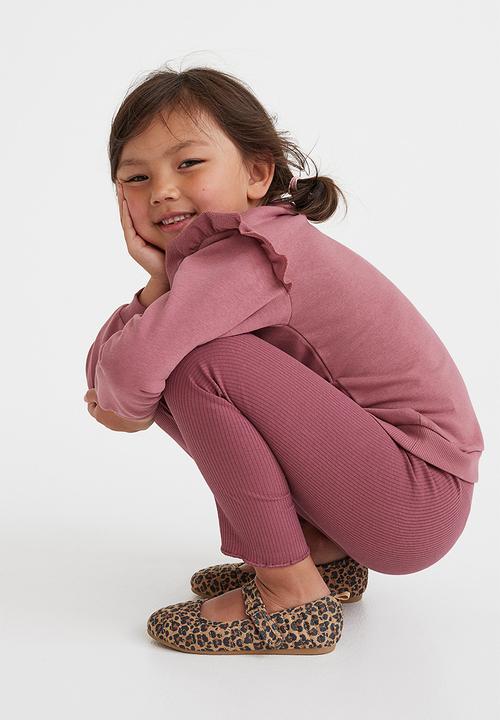 H&M - 2-piece top and leggings set - dark pink
