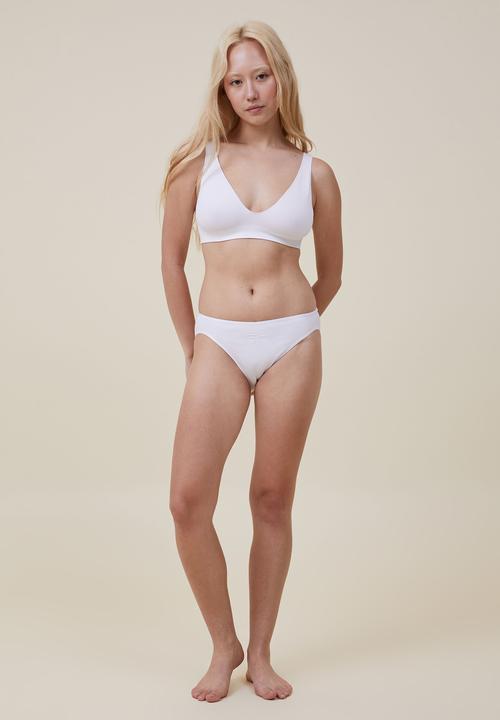 Cotton On - Seamless gathered bikini brief - white