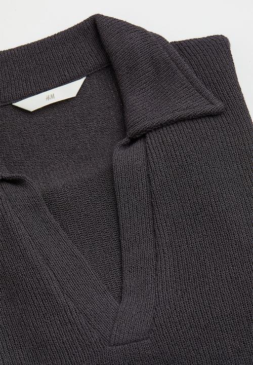H&M - Knitted collared top - dark grey