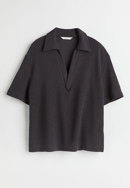 H&M - Knitted collared top - dark grey