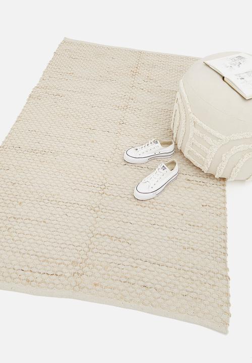 H&S - Diamond jute & cotton rug - white