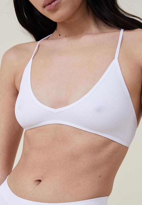 Cotton On - Seamless rib triangle bralette - white