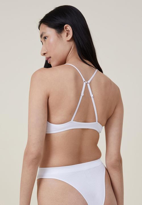 Cotton On - Seamless rib triangle bralette - white
