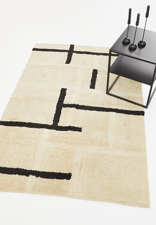 H&S - Linear cut settle tufted rug - natural & black