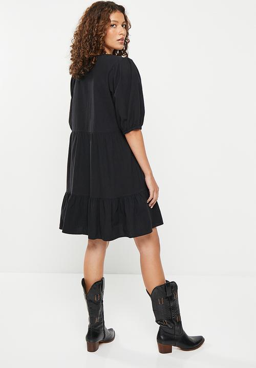 Cotton On - Bille smock mini dress - black