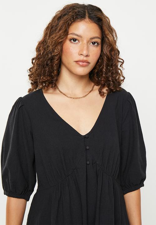 Cotton On - Bille smock mini dress - black
